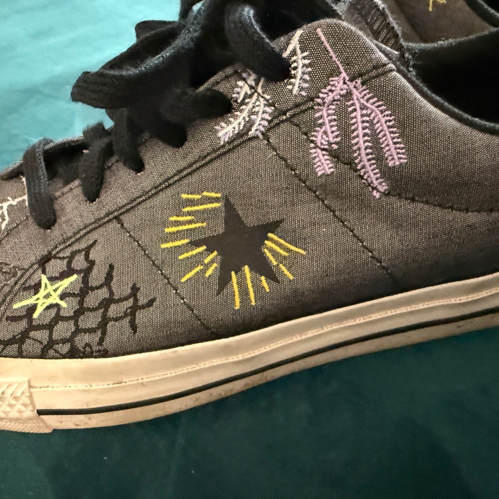 Converse One Star Pro Cowboy Embroidery sneakers black 6.5 W/5 M canvas skate - Picture 4 of 10